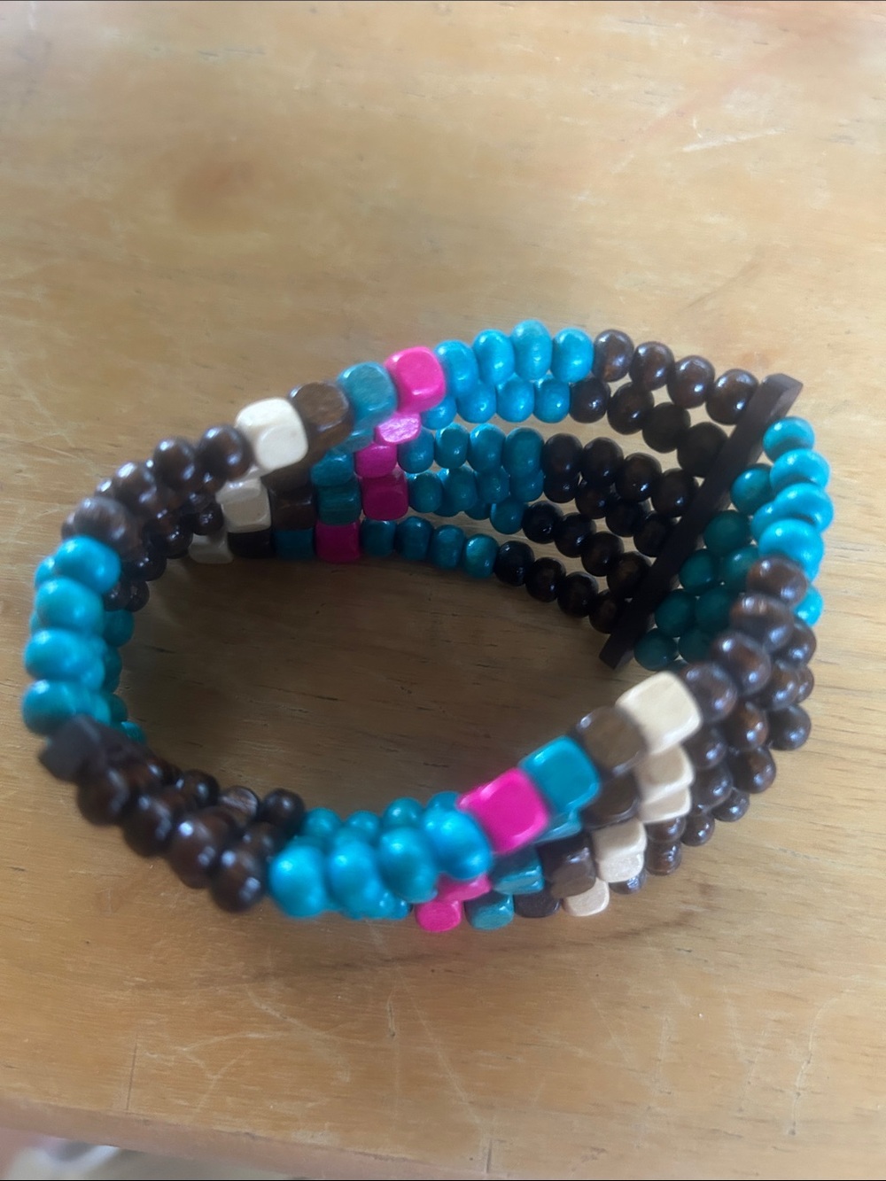 paparazzi Turquoise, Brown & Pink Multi-Strand Beaded Bracelet